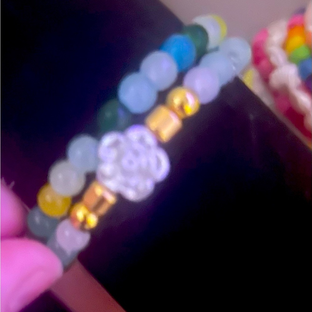 Multicolor Beaded Bracelet with Gold Details